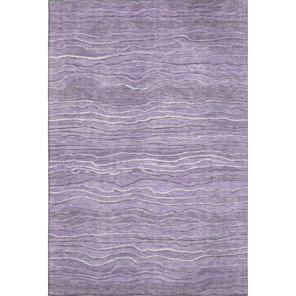 HomeRoots 5' X 8' Stylish Purple & Ivory Striped Washable Area Rug with UV Protection for Family Spaces 697718