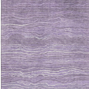 HomeRoots 5' X 8' Stylish Purple & Ivory Striped Washable Area Rug with UV Protection for Family Spaces 697718