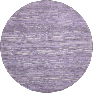 HomeRoots 8' Purple and Ivory Striped Round Rug - Washable, UV Protected, Durable Design for Busy Homes 697719