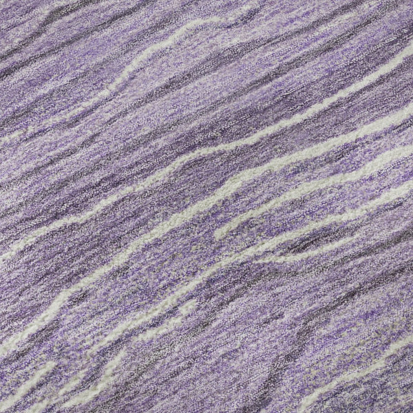 HomeRoots 8' Purple and Ivory Striped Round Rug - Washable, UV Protected, Durable Design for Busy Homes 697719