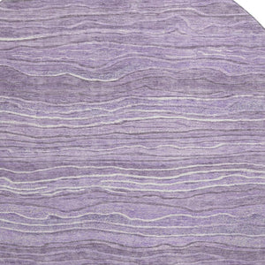 HomeRoots 8' Purple and Ivory Striped Round Rug - Washable, UV Protected, Durable Design for Busy Homes 697719