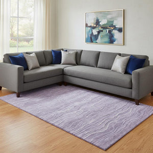 HomeRoots 8' X 10' Purple and Ivory Striped Washable Area Rug – Durable, Stain Resistant, UV Protected Decor! 697720