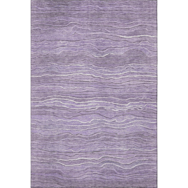 HomeRoots 8' X 10' Purple and Ivory Striped Washable Area Rug – Durable, Stain Resistant, UV Protected Decor! 697720