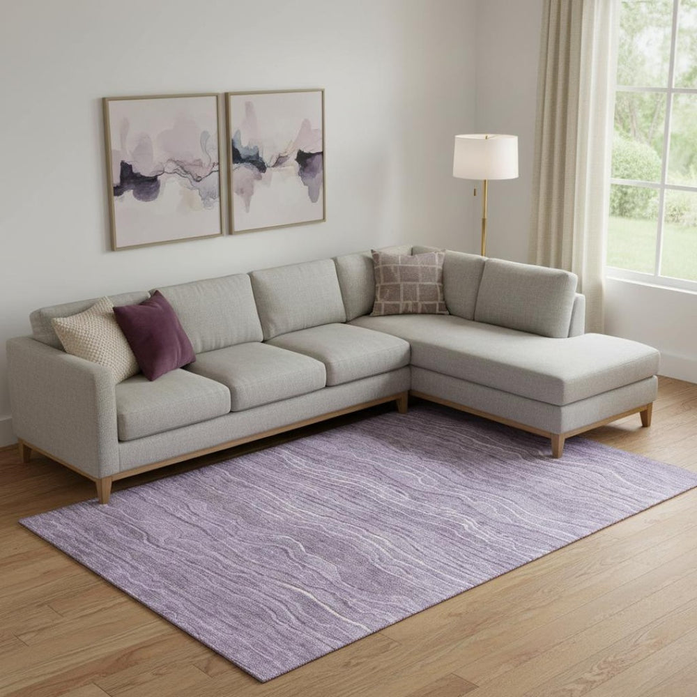 HomeRoots 9' X 12' Purple and Ivory Striped Washable Area Rug - Stylish, Durable, UV-Protected for Any Room 697721