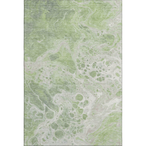 HomeRoots 10' X 14' Abstract Artichoke Green Area Rug - Washable, UV Protected, Pet-Friendly for Modern Spaces 697728