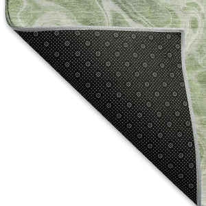 HomeRoots 10' X 14' Abstract Artichoke Green Area Rug - Washable, UV Protected, Pet-Friendly for Modern Spaces 697728