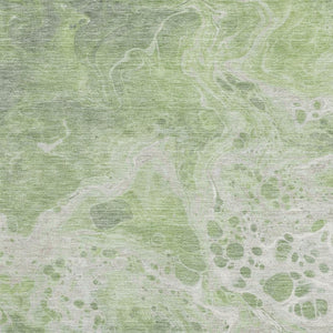 HomeRoots 10' X 14' Abstract Artichoke Green Area Rug - Washable, UV Protected, Pet-Friendly for Modern Spaces 697728