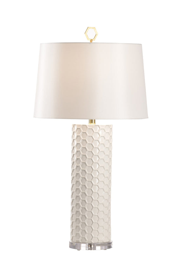Chelsea House April Honeycomb Lamp By Shayla Copas — White Glazed Ceramic Table Lamp, Raised Texture, 33" H Ambient Accent 69773