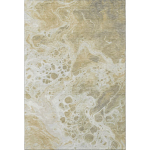 HomeRoots 5' X 8' Elegant Gold Beige & Ivory Abstract Washable Area Rug with UV Protection & Non-Slip Backing 697730
