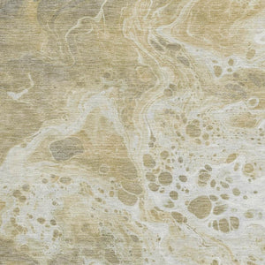 HomeRoots 8' X 10' Gold Beige Ivory Abstract Area Rug - Washable, UV Protected, Stylish & Family-Friendly Design 697732