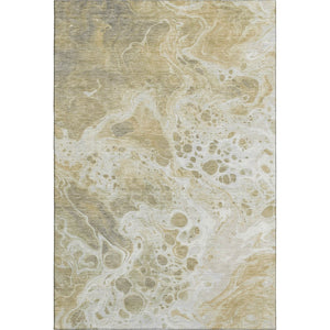 HomeRoots 9' X 12' Stylish Gold Beige Ivory Abstract Washable Area Rug – Durable, Stain-Resistant, UV Protected! 697733