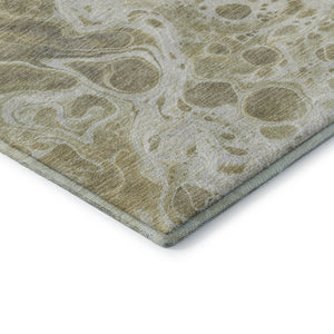 HomeRoots 9' X 12' Stylish Gold Beige Ivory Abstract Washable Area Rug – Durable, Stain-Resistant, UV Protected! 697733