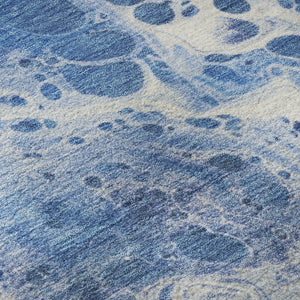 HomeRoots 5' X 8' Navy Blue and Ivory Abstract Area Rug - Washable, Stain Resistant, UV Protected, Durable Design 697736