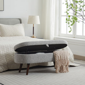 English Elm S02 Boucle Lift Top Storage Ottoman Bench for Entryway or Living Room Accent W1805P178791