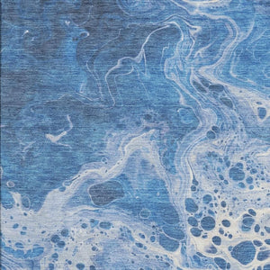 HomeRoots 10' Navy Blue & Ivory Abstract Area Rug - Washable, UV-Protected, Stylish & Family-Friendly Design 697740