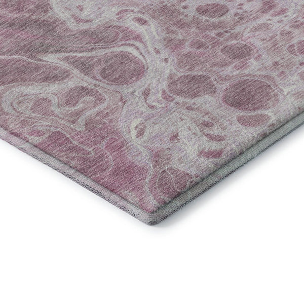 HomeRoots 8' Pink And Ivory Abstract Washable Round Rug – Durable, UV-Protected, Ideal for Modern Spaces! 697743