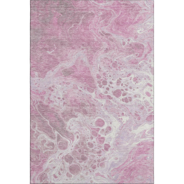 HomeRoots 9' X 12' Pink And Ivory Abstract Washable Area Rug - Durable, Stain Resistant, UV Protected Elegance 697745
