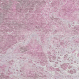 HomeRoots 9' X 12' Pink And Ivory Abstract Washable Area Rug - Durable, Stain Resistant, UV Protected Elegance 697745