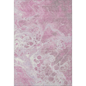 HomeRoots 9' X 12' Pink And Ivory Abstract Washable Area Rug - Durable, Stain Resistant, UV Protected Elegance 697745