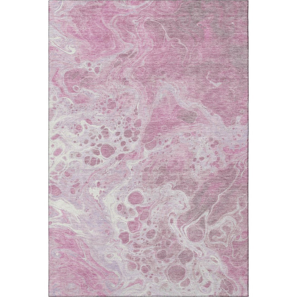 HomeRoots 9' X 12' Pink And Ivory Abstract Washable Area Rug - Durable, Stain Resistant, UV Protected Elegance 697745