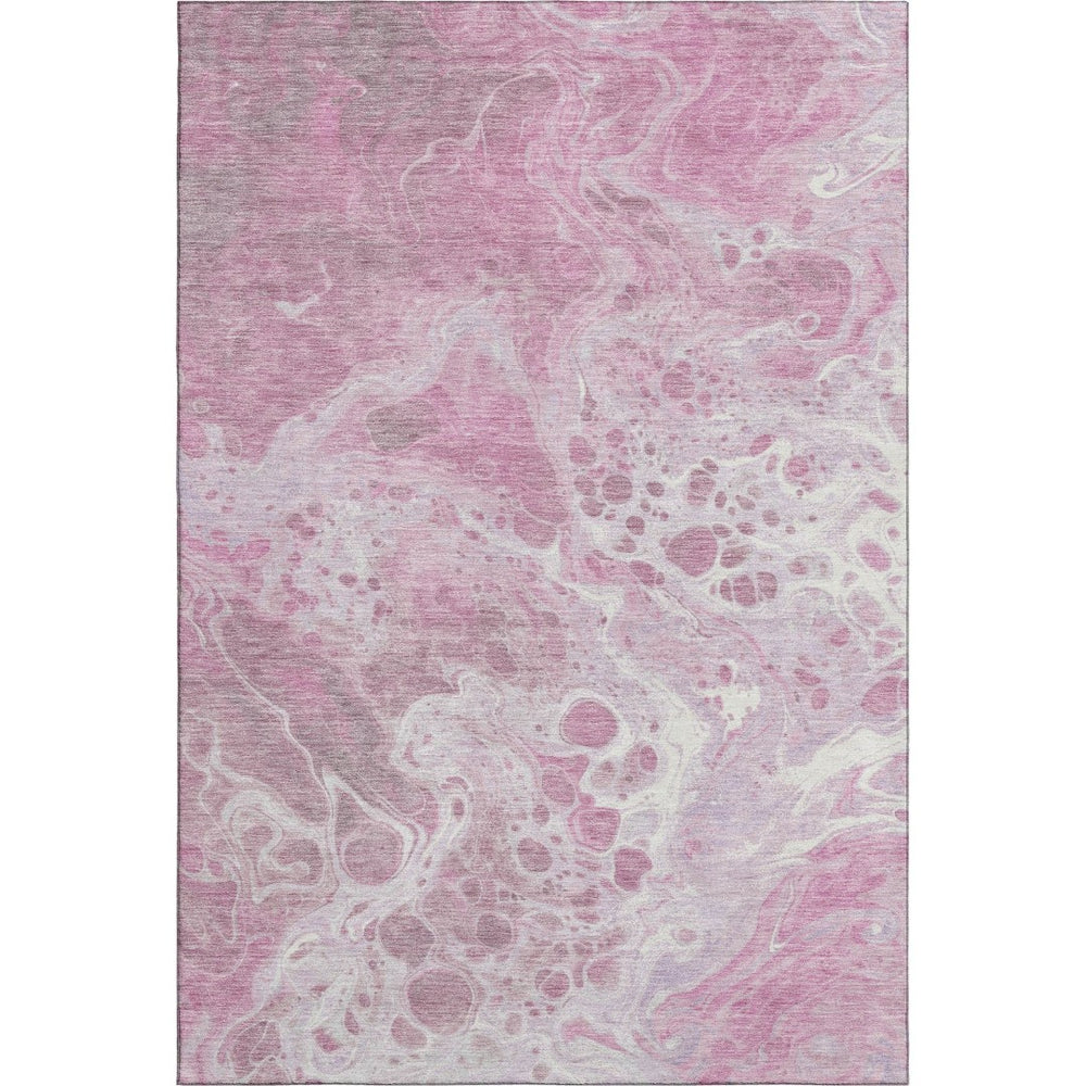 HomeRoots 10' X 14' Pink & Ivory Abstract Washable Area Rug with UV Protection – Stylish, Durable, Easy-Care Design 697746