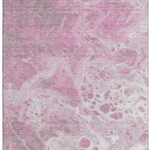 HomeRoots 10' X 14' Pink & Ivory Abstract Washable Area Rug with UV Protection – Stylish, Durable, Easy-Care Design 697746