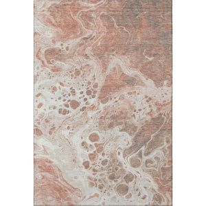 HomeRoots 5' Abstract Rust Beige and Ivory Area Rug - Durable, Washable, UV-Protected for High-Traffic Homes 697748