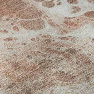 HomeRoots 8' Stylish Rust Beige and Ivory Abstract Round Rug - Washable, UV-Protected, and Pet-Friendly Design 697749