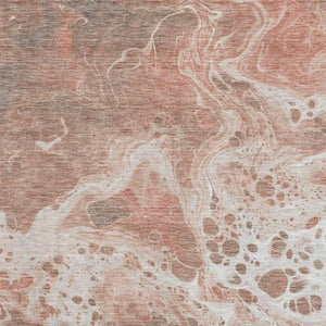 HomeRoots 8' X 10' Washable Abstract Area Rug in Rust Beige & Ivory – UV Protected, Non-Slip, Durable Design 697750