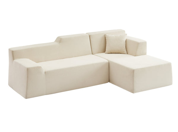 English Elm Modern Corduroy L-shaped Sectional Sofa with High Back for Minimalist Living Rooms W3396P415596