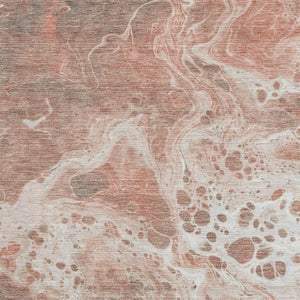 HomeRoots 10' X 14' Washable Abstract Area Rug in Rust, Beige & Ivory - Durable, UV-Protected, Pet-Friendly Design! 697752