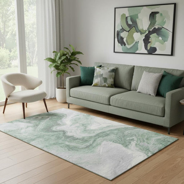 HomeRoots 5' X 8' Modern Abstract Washable Area Rug - Durable Polyester, UV Protection, Perfect for Homes! 697760