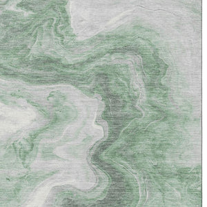 HomeRoots 8' x 10' Modern Abstract Washable Area Rug in Green, Gray & Silver - UV Protection & Easy Care! 697762