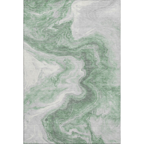 HomeRoots 9' X 12' Stylish Green Gray Silver Abstract Washable Area Rug with UV Protection for Modern Homes 697763