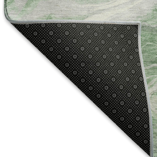 HomeRoots 9' X 12' Stylish Green Gray Silver Abstract Washable Area Rug with UV Protection for Modern Homes 697763