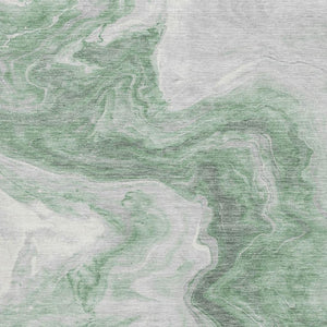 HomeRoots 9' X 12' Stylish Green Gray Silver Abstract Washable Area Rug with UV Protection for Modern Homes 697763