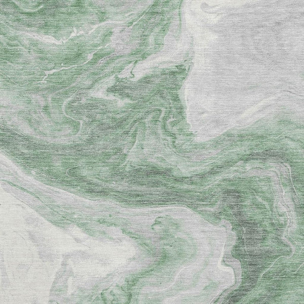 HomeRoots 10' X 14' Washable Abstract Area Rug in Green, Gray & Silver - UV Resistant for Modern Homes 697764