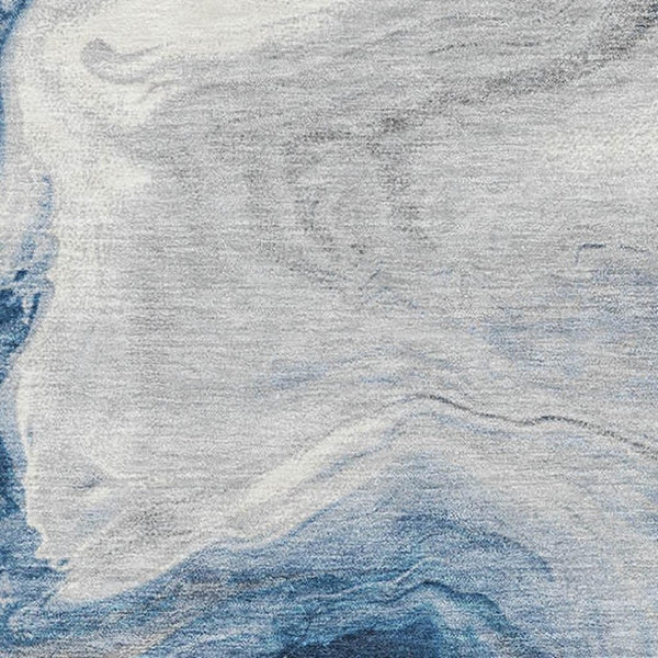 HomeRoots 5' X 8' Navy Blue & Ivory Abstract Area Rug - Washable, UV-Protected, Durable & Stylish for Any Room 697766