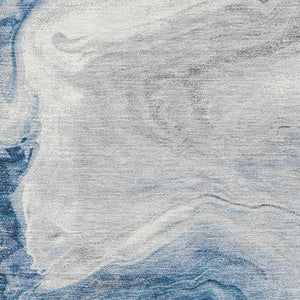 HomeRoots 9' X 12' Navy Blue & Ivory Abstract Washable Area Rug - Durable, Stain Resistant, UV Protected Decor! 697769