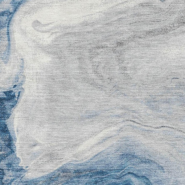 HomeRoots 9' X 12' Navy Blue & Ivory Abstract Washable Area Rug - Durable, Stain Resistant, UV Protected Decor! 697769