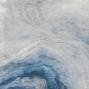 HomeRoots 10' Navy Blue & Ivory Abstract Area Rug - Washable, UV Protected, Durable for Busy Households! 697770