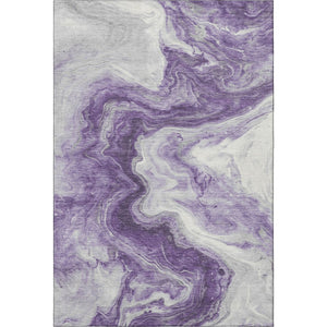 HomeRoots 5' X 8' Modern Purple & Ivory Abstract Washable Area Rug with UV Protection for Stylish Living Spaces 697772