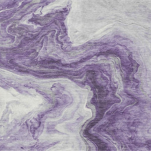 HomeRoots 8' X 10' Bold Purple and Ivory Abstract Washable Area Rug with UV Protection for Family Spaces 697774