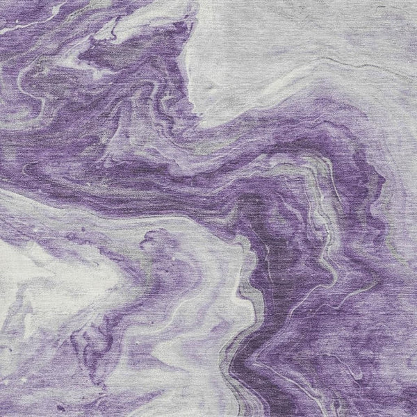 HomeRoots 8' X 10' Bold Purple and Ivory Abstract Washable Area Rug with UV Protection for Family Spaces 697774