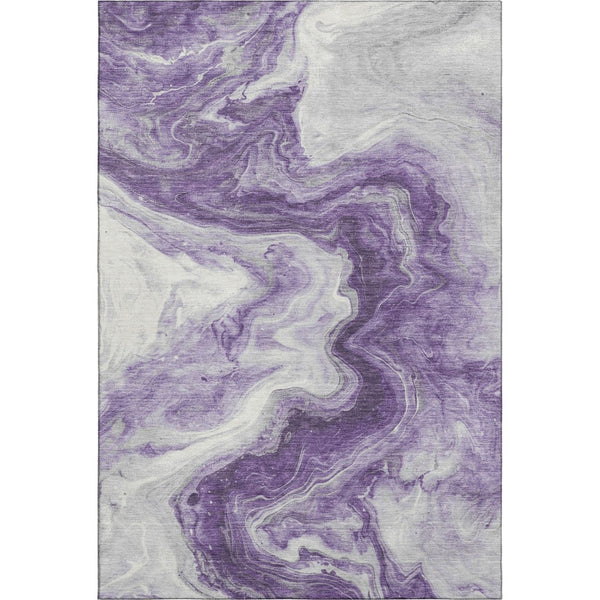 HomeRoots 9' X 12' Purple & Ivory Abstract Area Rug - Washable, UV-Protected, Stylish for Busy Homes! 697775