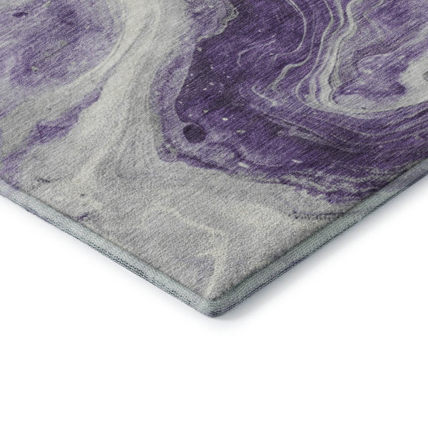 HomeRoots 9' X 12' Purple & Ivory Abstract Area Rug - Washable, UV-Protected, Stylish for Busy Homes! 697775