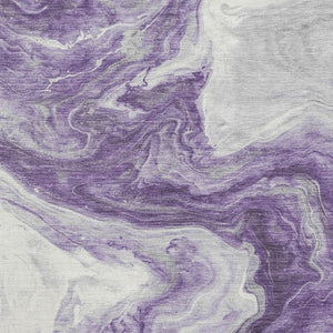 HomeRoots 9' X 12' Purple & Ivory Abstract Area Rug - Washable, UV-Protected, Stylish for Busy Homes! 697775