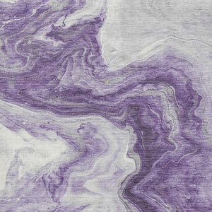 HomeRoots 10' X 14' Washable Purple & Ivory Abstract Area Rug - UV Protected, Durable, Pet-Friendly Design! 697776