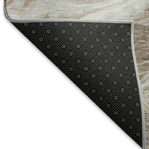HomeRoots 5' X 8' Abstract Taupe Brown & Ivory Area Rug – Washable, UV Protected, Durable for Busy Homes 697778