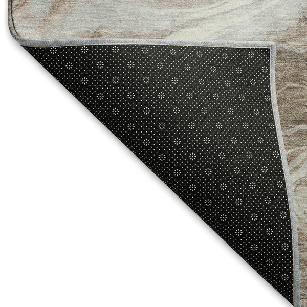 HomeRoots 5' X 8' Abstract Taupe Brown & Ivory Area Rug – Washable, UV Protected, Durable for Busy Homes 697778